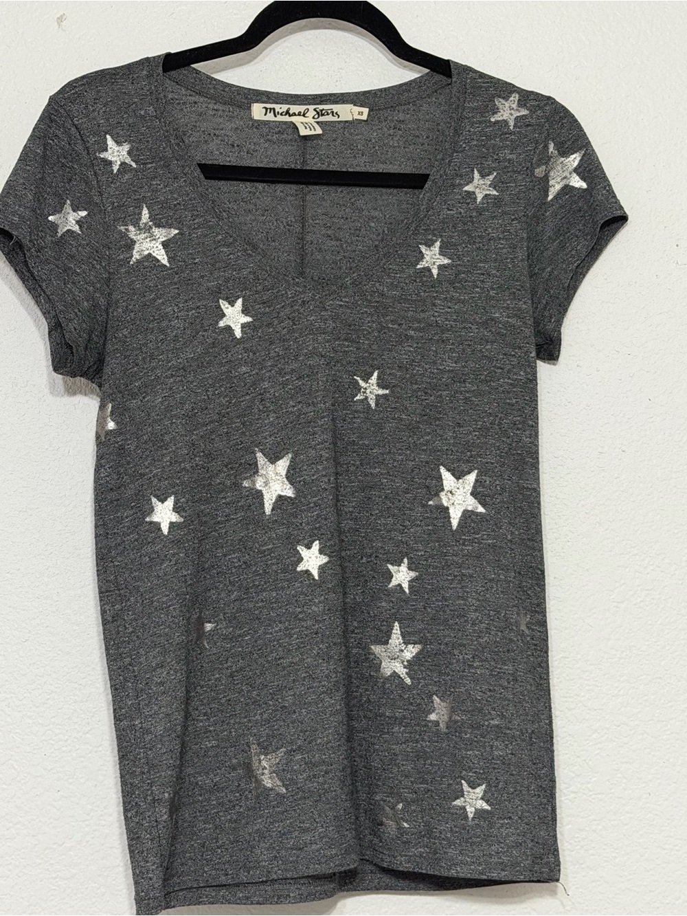 Michael Stars Gray Starprint V-Neck Tee size xs